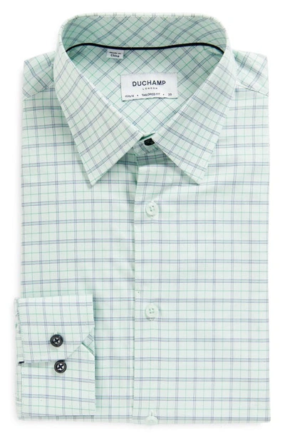 Shop Duchamp Tailored Fit Plaid Dress Shirt In Green