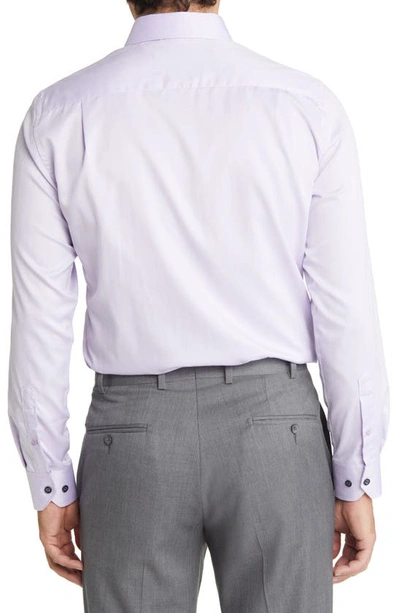 Duchamp Tailored Fit Herringbone Dress Shirt In Lilac