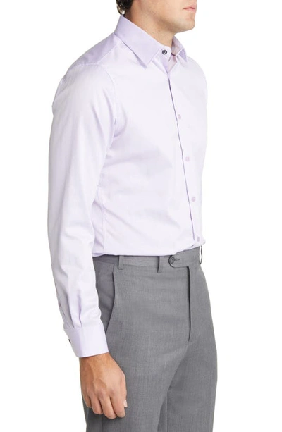 Duchamp Tailored Fit Herringbone Dress Shirt In Lilac