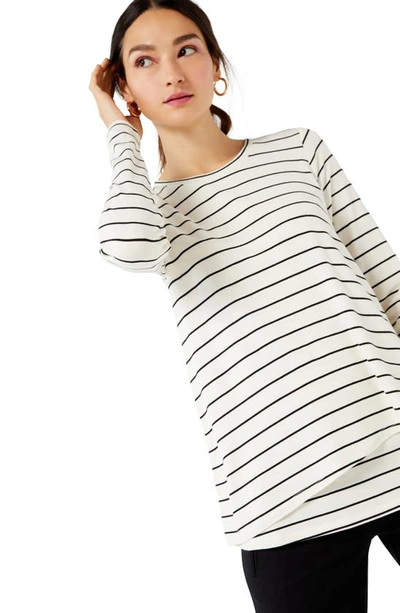 Shop A Pea In The Pod Long Sleeve Nursing T-shirt In White/ Black Stripe