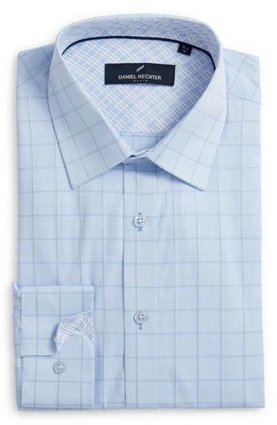 Shop Daniel Hechter Trim Fit Box Check Cotton Dress Shirt In Blue