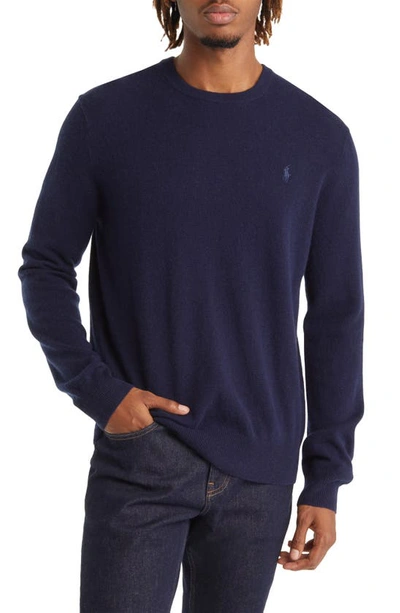 Shop Polo Ralph Lauren Cashmere Crewneck Sweater In Hunter Navy