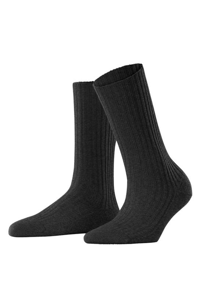 Shop Falke Cosy Wool Blend Boot Socks In Anthra.mel