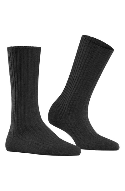 Shop Falke Cosy Wool Blend Boot Socks In Anthra.mel