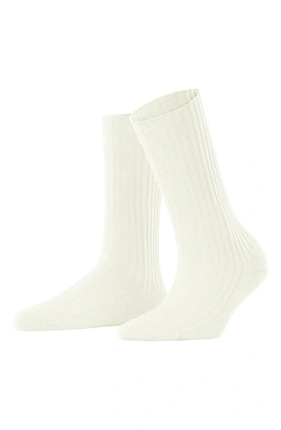 Shop Falke Cosy Wool Blend Boot Socks In Off-white 2049