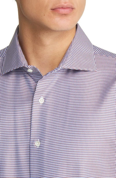Shop Canali Houndstooth Dress Shirt In Brown/ Blue