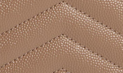 Shop Saint Laurent Monogram Matelassé Leather Wallet In Taupe