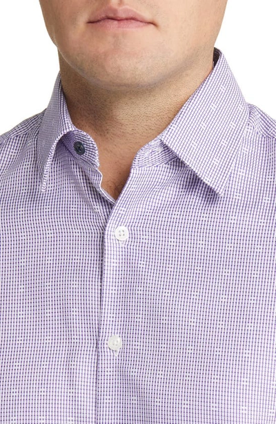 Duchamp Tailored Fit Basket Weave Dress Shirt In Purple