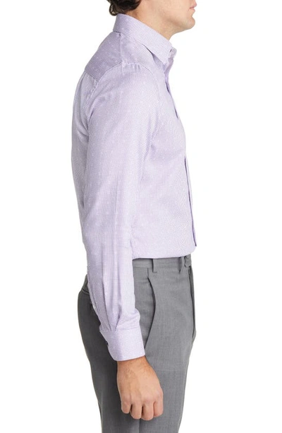 Duchamp Tailored Fit Basket Weave Dress Shirt In Purple