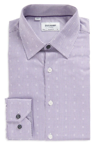Duchamp Tailored Fit Basket Weave Dress Shirt In Purple