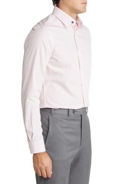 Duchamp Tailored Fit Check Dress Shirt In Red