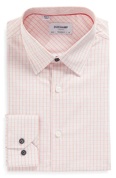 Duchamp Tailored Fit Check Dress Shirt In Red