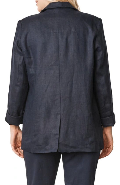 Angel Maternity Linen Maternity Blazer In Navy