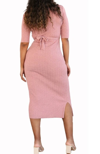 Shop Angel Maternity Knit Midi Maternity/nursing Dress In Pink