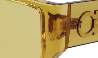 Shop Ferragamo 56mm Rectangular Sunglasses In Transparent Yellow