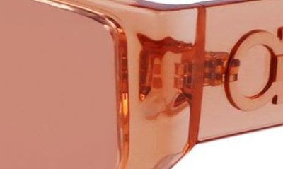 Shop Ferragamo 56mm Rectangular Sunglasses In Transparent Lobster
