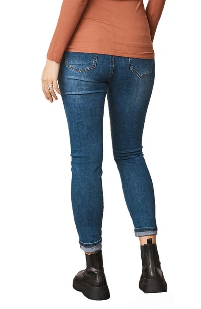 Shop Angel Maternity Over The Bump Maternity Jeans In Dark Denim