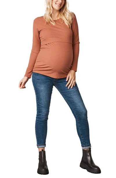 Shop Angel Maternity Over The Bump Maternity Jeans In Dark Denim