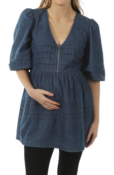 Shop Angel Maternity Maternity Denim Tunic Top In Denim Blue