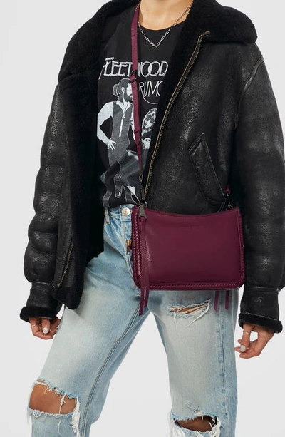 Shop Aimee Kestenberg Famous Double Zip Leather Crossbody Bag In Berry