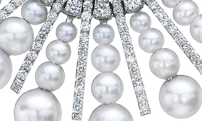 Shop Mindi Mond Akoya Pearl & Diamond Spoke Earrings In Pearl/ 18k Wg