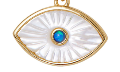 Shop Argento Vivo Sterling Silver Evil Eye Mother-of-pearl Pendant Necklace In Gold
