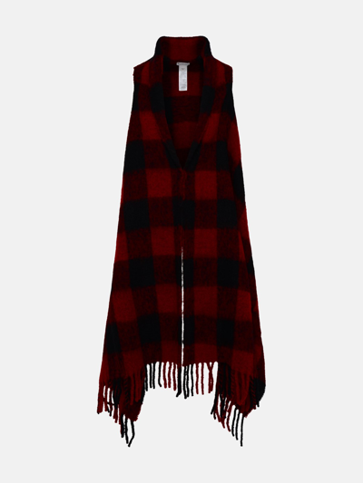 Shop Woolrich Alpaca Black And Red Blend Cape-style Scarf