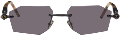 Shop Kuboraum Tortoiseshell P55 Sunglasses In Black Matt, Black Sh
