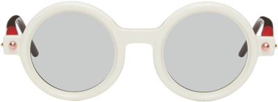Shop Kuboraum White P1 Sunglasses In White, Red + Brown