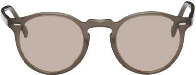 Shop Oliver Peoples Taupe Gregory Peck Edition Round Sunglasses