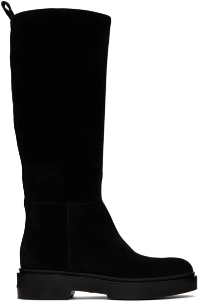 Shop Santoni Black Suede Boots In Black-n01