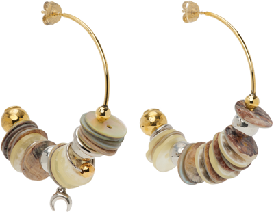 Marine Serre Gold Nacre Disk Loop Earrings In 12 Gold