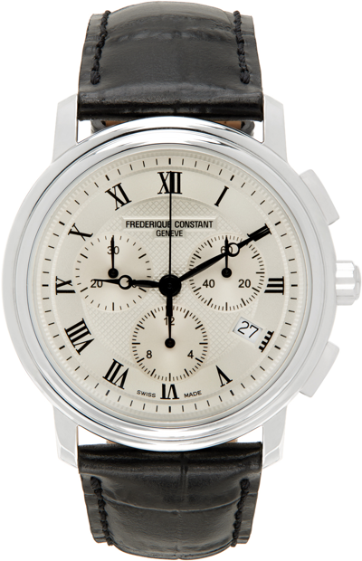 Shop Frederique Constant Black & Silver Classics Quartz Chronograph Watch In Black/silver