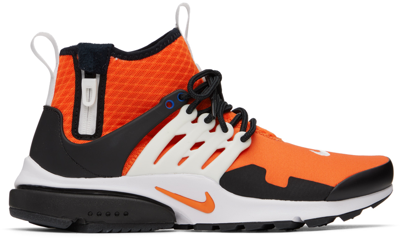 Shop Nike Orange & White Air Presto Mid Utility Sneakers In Orange/orange-black-