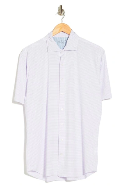 Shop Alton Lane Clay Performance Stripe Short Sleeve Trim Fit Golf Shirt In Lavender Feeder Stripe