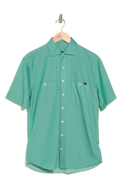 Shop Alton Lane Sandbar Piqué Double Pocket Short Sleeve Shirt In Jade