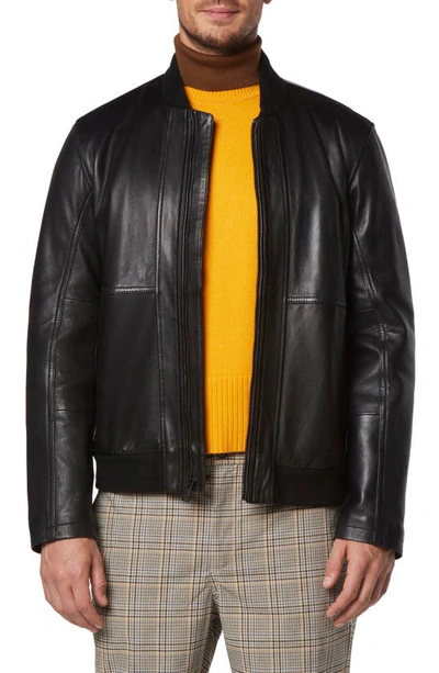 Shop Andrew Marc Macneil Leather Bomber Jacket In Black