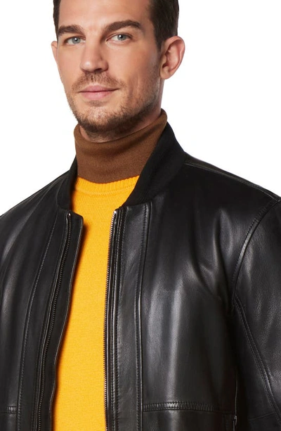 Shop Andrew Marc Macneil Leather Bomber Jacket In Black
