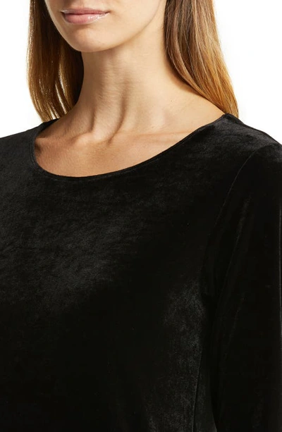 Shop Natori Natalie Long Sleeve Velvet Lounger Nightgown In Black