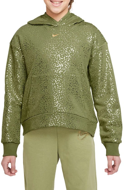 Shop Nike Kids' Foil Confetti Hoodie In Alligator/ Metallic Gold