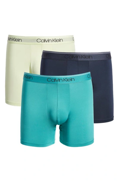 Shop Calvin Klein 3-pack Low Rise Microfiber Stretch Boxer Briefs In 85y Cobalt Sapp