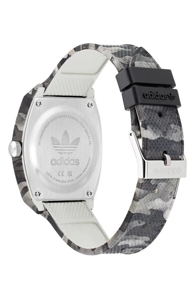 Shop Adidas Originals Project Two Camo Print Resin Strap Watch, 38mm In Multi/ Black/ Multi