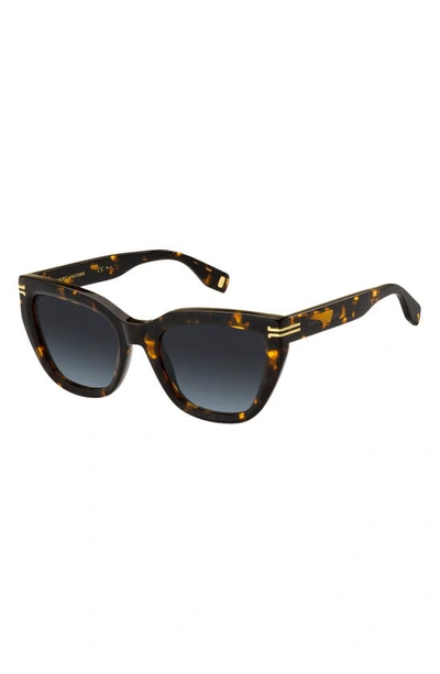 Shop Marc Jacobs 53mm Cat Eye Sunglasses In Brown Havana / Grey Shaded Blu