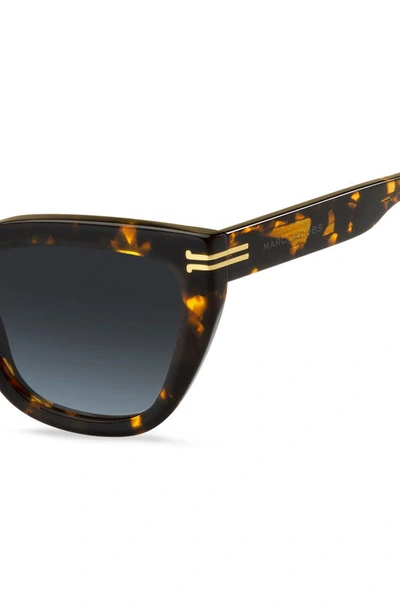Shop Marc Jacobs 53mm Cat Eye Sunglasses In Brown Havana / Grey Shaded Blu