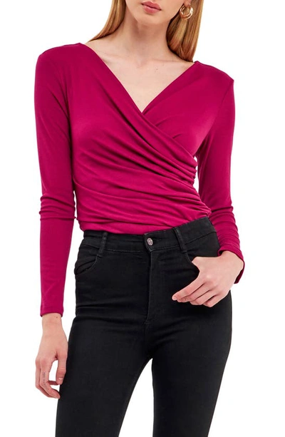 Endless Rose Shirred Crop Top In Berry