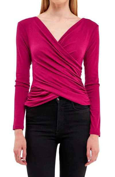 Endless Rose Shirred Crop Top In Berry