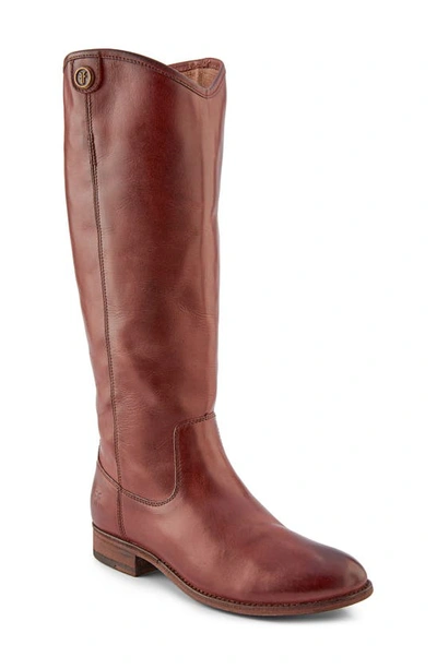 Shop Frye Melissa Button Knee High Boot In Mahogany Leather