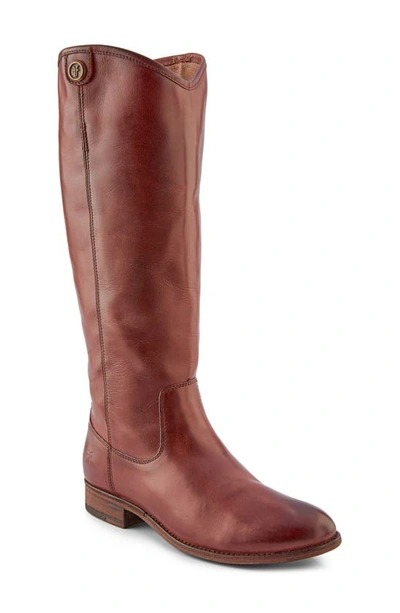 Frye Melissa Button Leather Tall Riding Boots In Mahogany Leather