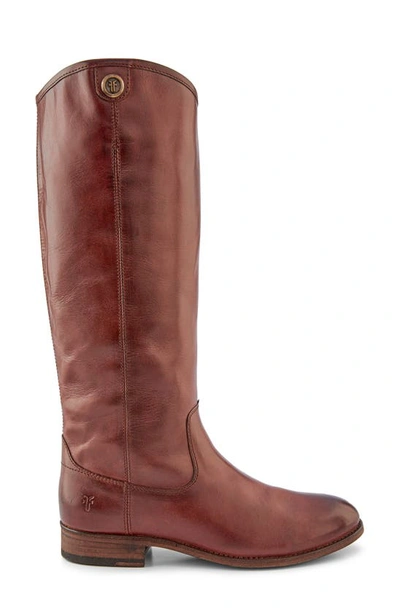 Shop Frye Melissa Button Knee High Boot In Mahogany Leather