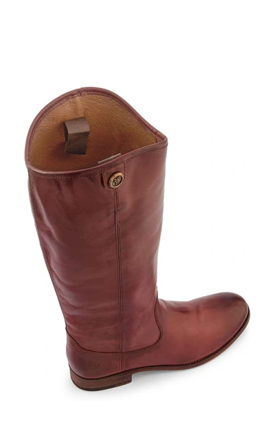 Shop Frye Melissa Button Knee High Boot In Mahogany Leather